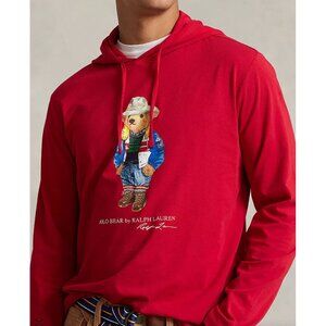 NEW Polo Ralph Lauren Red Polo Bear Jersey Hooded T-Shirt NWT - Size M
